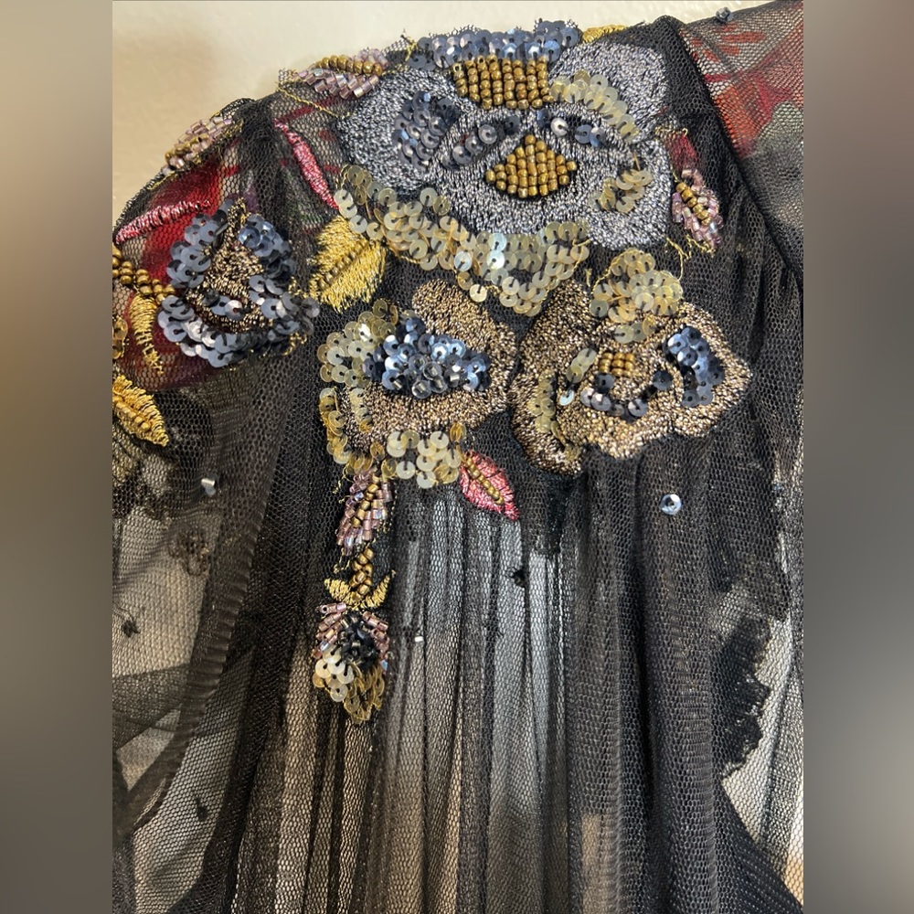 Free People Bali Keeper Of Secret Embellished Beaded Mesh Maxi Dress Set L - Picture 8 of 11